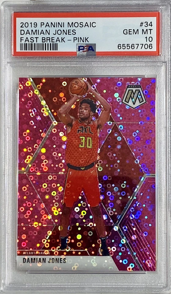 2019 Panini Mosaic #34 Damian Jones NBA Fast Break Pink #7/20 PSA 10 Gem Mint - Image 1 of 4