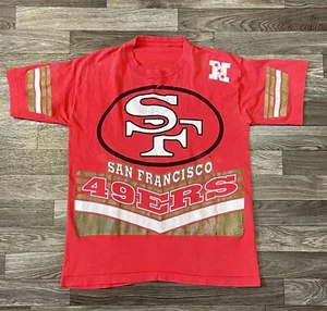 Vintage San Francisco 49ers Shirt Men’s Medium All Over Print 90s Nutmeg AOP - Picture 1 of 10