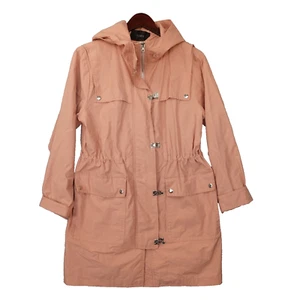 Lightweight Utility Parka Jacket Womens S J CREW Hoodie Trench Loop Lock Peach  - Picture 1 of 17