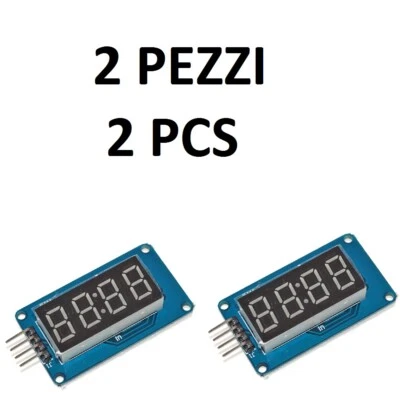 DISPLAY 4 CIFRE SERIALE TM1637  LED ROSSO OROLOGIO MODULO ARDUINO 2PZ - Immagine 1 di 4