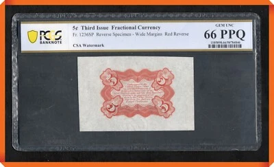 KC- Fr.1236SP Fractional Currency 3rd 5¢ Specimen - UNC 66 PPQ by PCGS Banknote - Image 1 of 3