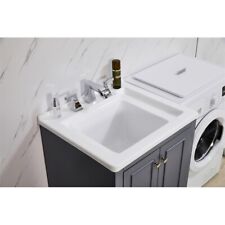 Stufurhome Danna 24 in. x 34 in. Grey Engineered Wood Laundry Sink