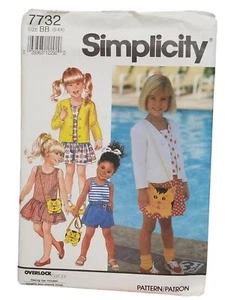 Simplicity 7732 Vestido para Niños Top Pantalones Cortos Cárdigan Cartera Talla 5-6x Nuevo Sin Cortar - Imagen 1 de 2