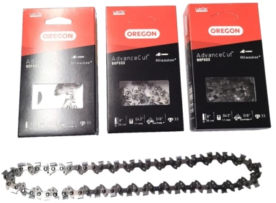 Cadena (paquete de 3) para sierra de podar Milwaukee M18 Fuel Hatchet 8" 3004-20, 90F033G (3) Foto 1 de 4