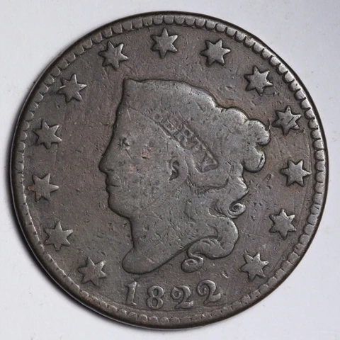 1822 Coronet Head Large Cent CHOICE VG E273 ANL Cover