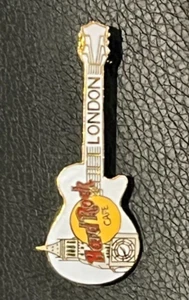 HARD ROCK CAFE Pin Badge LONDON Guitar White Big Ben - Picture 1 of 2