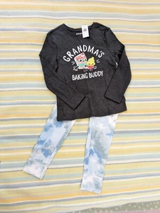 ⭐ NEW NWT Old Navy 'Grandma's Baking Buddy' + Tie Dye Leggings Outfit 5T - Picture 1 of 7