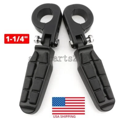 Braçadeiras de 1-1/4" Black Tombstone para motocicleta Highway Foot Pegs para Harley-Davidson - Imagem 1 de 4