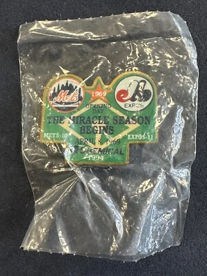 1969 Opening Day Mets-Expos The Miracle Season Begins April 1969 Lapel Pin NIP - Image 1 of 3