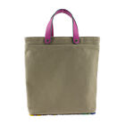 Hermes Petit Ash Tote Bag Cotton Canvas Leather Silk Khaki Pink Purple Ha _88647