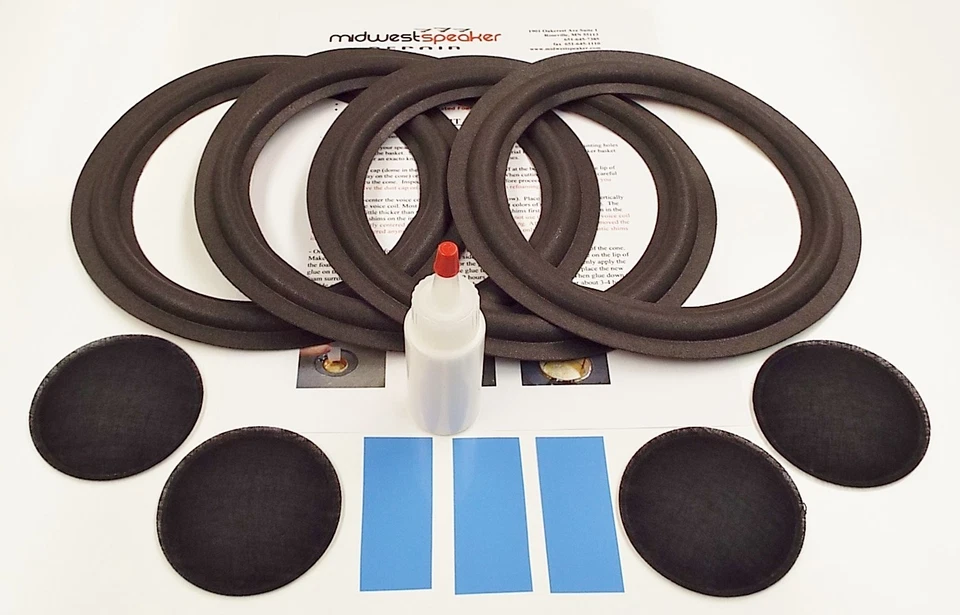 MW AUDIO Advent Heritage 8" Woofer Foam Kit - Speaker Repair w/ Shims & Dust Caps!