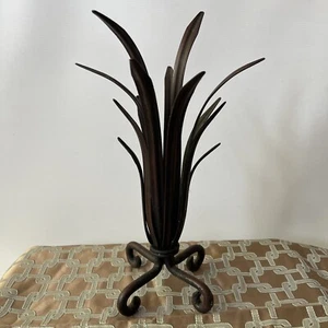 Pilar cónico de hoja lineal de metal fundido bronce H 31 cm - Imagen 1 de 11