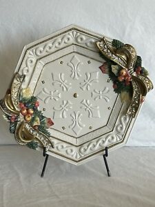 Fitz & Floyd Snowy Woods Christmas Octagon  Platter 12" Or Wall Hanging.