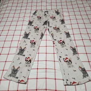 Doggie Drawings Christmas Soft Fleece PJ Pajama Bottoms Sleep Lounge Pants Used - Picture 1 of 7