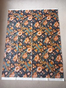 Greeff Fabric Remnant "Chinar Flowers" Brick & Gold / Indigo Vintage 1989 UK - Picture 1 of 9