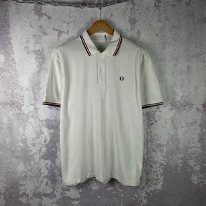 Camisa Polo Fred Perry De Colección Para Hombre Camiseta de Lujo Clásica Blanca Y2K Talla XL - Imagen 1 de 9