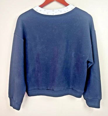 Maje Paris Women’s M/L Pearl rhinestone Collar Black Sweatshirt Sweater - Image 1 of 4