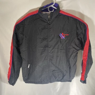 Chaqueta cortavientos Reebok vintage años 90 negra y púrpura talla XL nailon Foto 1 de 4
