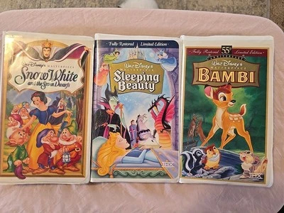 Bambi,  Sleeping Beauty & Snow White & The 7 Dwarfs VHS Classics Pre Owned  - Image 1 of 4