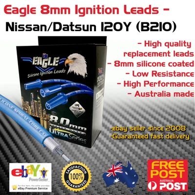 Eagle 8mm Ignition Spark Plug Leads 4cyl Nissan/Datsun 120Y B210 1.2L 1973-79 - image 1 of 3