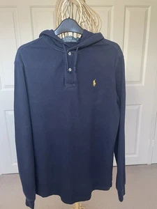 Ralph Lauren Polo Navy Long Sleeve Thin Hooded Top Size A - Picture 1 of 6