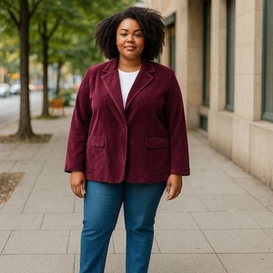 Coldwater Creek Size 20-22 Velvet Blazer Jacket Burgundy Wine Work Holiday - Picture 1 of 12