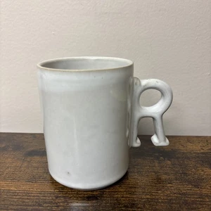 Monogrammed R Shaped Handle Stoneware Mug - Picture 1 of 5