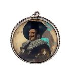 Thomas Mott, Sterling SIlver Laughing Cavalier Portrait Butterfly wing Pendant.