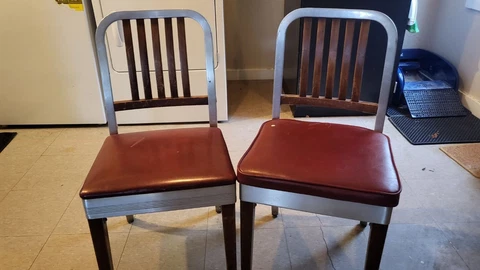 Pair of Vintage Shaw-Walker Maple, Aluminum and Vinyl side chairs near mint Cover
