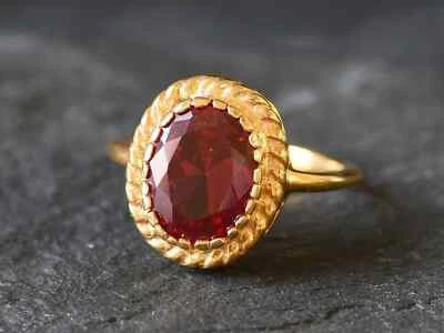 3.00  Ct Oval Natural Ruby & Diamond Wedding Ring 14K Yellow Gold Sz 6.5 - Image 1 of 4