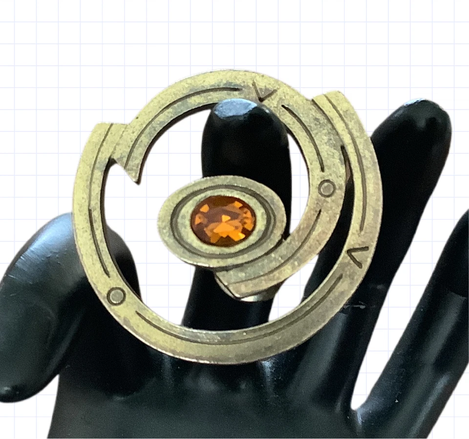 Patricia Locke Citrine Crystal Art Moderne Spiral Antique Gold Tone Pin Brooch - Image 1 of 4