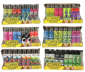 Pack Of 10 Clipper Reusable Lighters, Refillable Colourful Printed Lighters - Picture 1 of 1