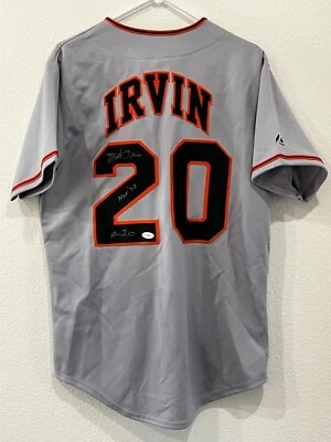 Monte Irvin HOF '73 San Francisco Giants Signed Autographed Majestic Jersey JSA - Image 1 of 4