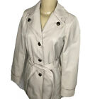 Kenneth Cole Trenchcoat Gürtel Knopfleiste Stein khakifarbene Jacke Damen S neu mit Etikett $ 119