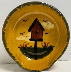 2014*Eldreth Pottery *Red Ware *Birds and Bird House*Spoon Rest*22314M S219 - Picture 1 of 3