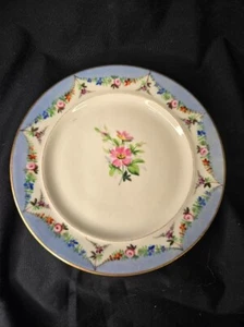 Porcelain plate 7 1/2inch floral blue pattern set of 6 - Picture 1 of 8