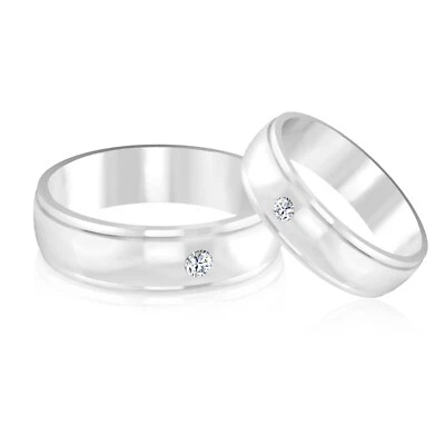 Alianza de compromiso de boda de diamantes naturales de 0,10 quilates de platino sólido 950 talla 8 Foto 1 de 4