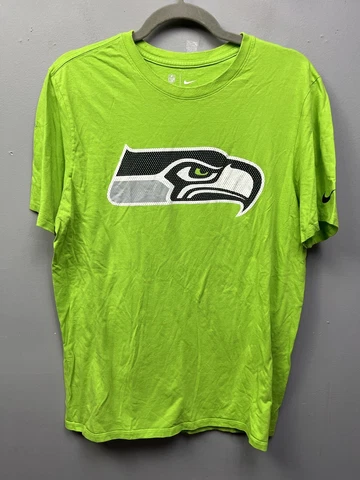 Seattle Seahawks T Shirt Mens Size Large Green Nike Athletic Cut NFL Football Cover