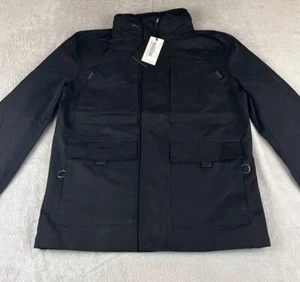 Indigo Star Men's Nylon Field Button Up Jacket black with packable hood size S - Picture 1 of 9