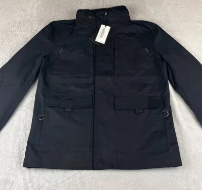 Chaqueta Indigo Star Para Hombre Nylon Campo Abotonada Negra con Capucha Embalable Talla S Foto 1 de 4