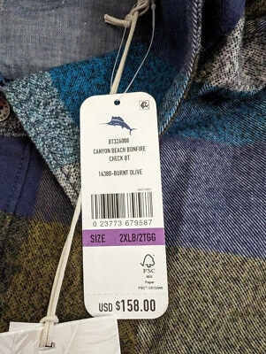 Tommy Bahama Canyon 海滩法兰绒衬衫 S M L 2XLB 2XLT 3XLT 4XLB — 第 1/4 张图片