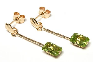 9ct Gold Peridot drop Earrings Gift Boxed Made in UK Birthday Gift - Picture 1 of 4