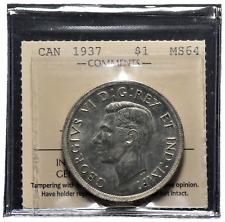 1937 Canada $1 Dollar ICCS MS64 Blast White KM37 #19342