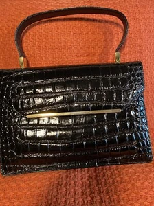 Koret Vintage Black Crocodile Handbag- Preowned (2177) - Picture 1 of 12