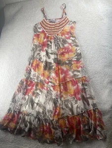 Romeo & Juliet Couture Maxi Dress M Long Floral Tiered Boho Smocked Sundress - Picture 1 of 11