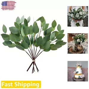 Artificial Greenery Stems - Faux Eucalyptus Leaves for Vase, Wedding Bouquet,... - Picture 1 of 8
