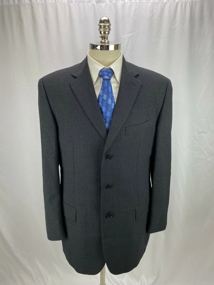 Barneys New York мужской серый Glen клетку шерсти блейзер куртка 42L - Изображение 1 из 4