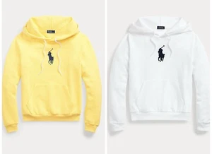POLO RALPH LAUREN BIG PONY FLEECE HOODIE WHITE Color / Yellow Color MSRP $128 - Picture 1 of 20