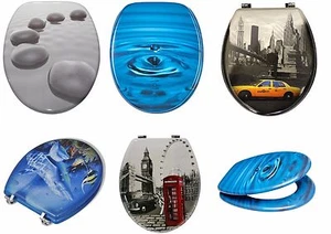 NOVEDAD ASIENTO DE BAÑO INODORO 18" BISAGRA CROMADA CIERRE SUAVE/CIERRE NORMAL VENDEDOR REINO UNIDO - Imagen 1 de 1