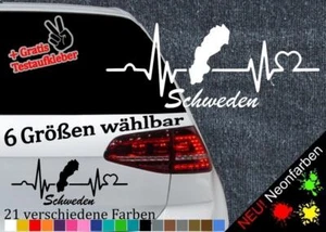Herzschlag Schweden Aufkleber 6 Größen 21 Farben Stockholm Elch Wikinger Ostsee - Bild 1 von 88